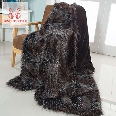 High quality inexpensive reliable and Cheap giant knit fleece faux fur throw blanket