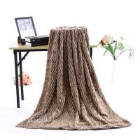 Bottom printed  luxury zigzag brushed fake fur PV fleece blanket for winter